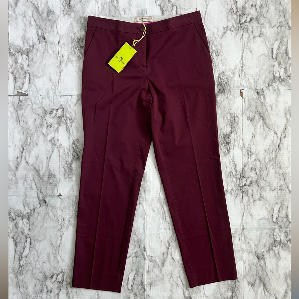 Etro Milano NWT women’s size 42 Burgundy Red maroon Pants made in Italy cotton